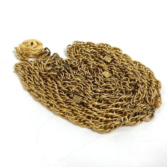AUTHENTIC CHANEL CC Long chain Necklace Gold Plated Gold - Picture 7 of 12